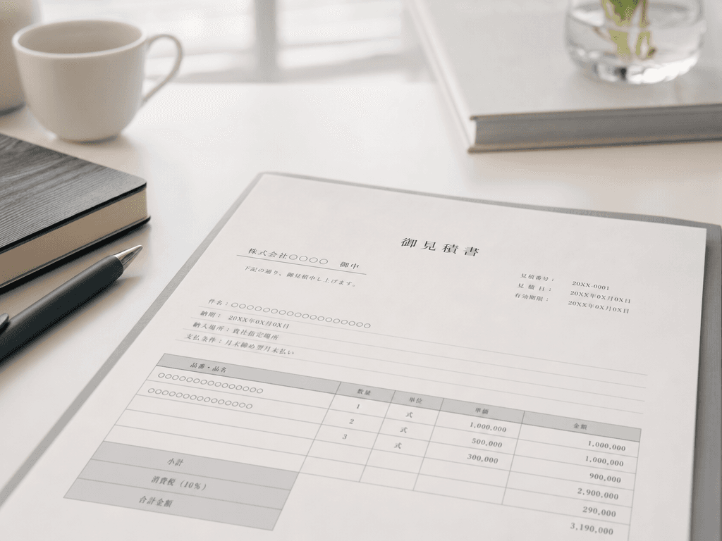 デスクに置かれた個別お見積書のイメージ